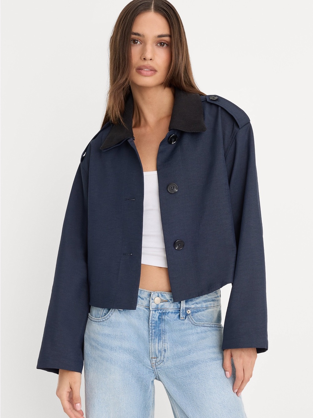 Good American The Swing Jacket Navy